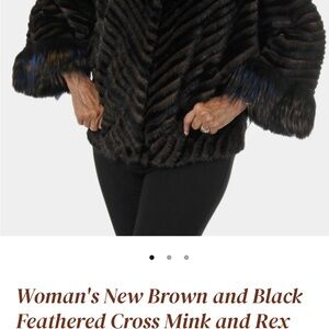 Luxurious Brown and Black Feathered Mink Jacket